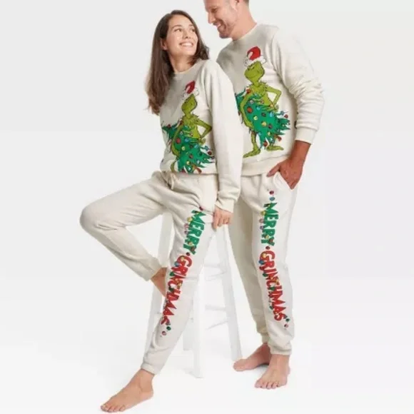 Adult Grinch Sweatpants Family Matching Pajamas Christmas Grinchmas Joggers